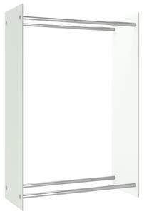 Stojak na drewno opałowe, biały, 80x35x120 cm, szklany