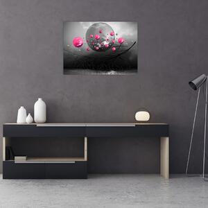 Obraz różowych abstrakcyjnych kul (70x50 cm)