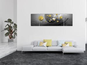 Obraz złotych abstrakcyjnych kul (170x50 cm)