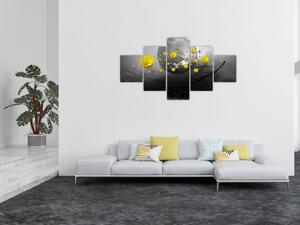 Obraz - żółte abstrakcyjne kule (125x70 cm)