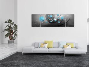 Obraz - jasnoniebieskie abstrakcyjne kule (170x50 cm)