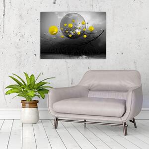 Obraz - żółte abstrakcyjne kule (70x50 cm)
