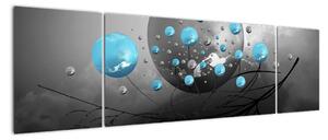 Obraz - jasnoniebieskie abstrakcyjne kule (170x50 cm)