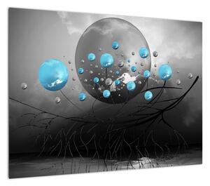 Obraz - jasnoniebieskie abstrakcyjne kule (70x50 cm)