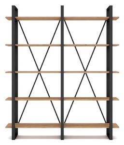 Czarno-naturalny regał w dekorze dębu 150x180 cm Aviva – Marckeric