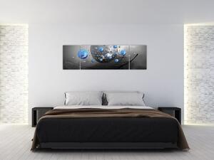 Obraz niebieskich abstrakcyjnych kul (170x50 cm)