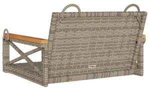 Ławka bujana, szara, 63x62x40 cm, polirattan