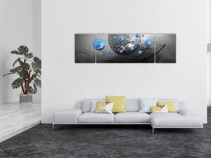 Obraz niebieskich abstrakcyjnych kul (170x50 cm)