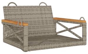 Ławka bujana, szara, 63x62x40 cm, polirattan