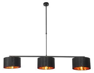 Nowoczesna lampa wisząca czarna ze złotem 125 cm 3-światła - VT 3