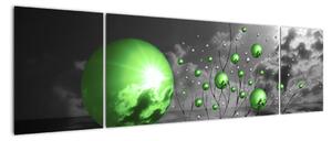 Obraz zielonych abstrakcyjnych kul (170x50 cm)