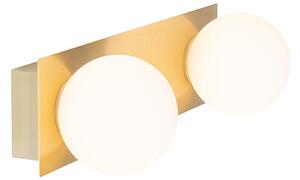 Lampa ścienna złota 28 cm IP44 2-punktowa z włącznikiem - Cederic