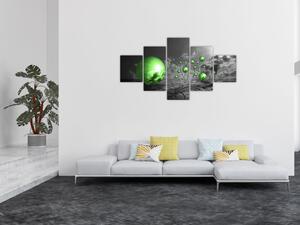 Obraz zielonych abstrakcyjnych kul (125x70 cm)