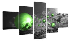 Obraz zielonych abstrakcyjnych kul (125x70 cm)