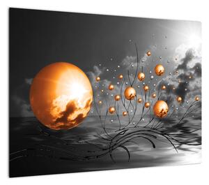 Obraz pomarańczowych abstrakcyjnych kul (70x50 cm)