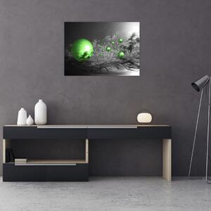 Obraz zielonych abstrakcyjnych kul (70x50 cm)