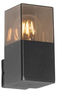 Nowoczesna lampa ścienna zewnętrzna czarna IP44 z przydymionym szkłem - Denmark
