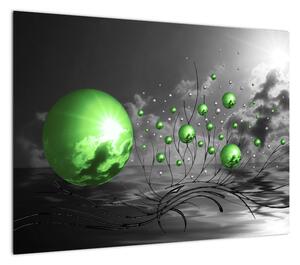 Obraz zielonych abstrakcyjnych kul (70x50 cm)