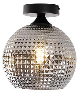 Plafon art deco czarny z przydymionym szkłem - Sphere