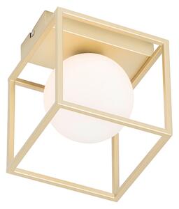 Designerska lampa sufitowa złota z białym szkłem - Aniek