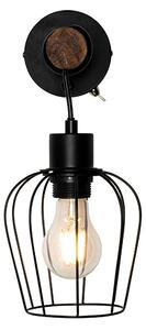 Rustykalna lampa ścienna czarna z drewnem - Stronk