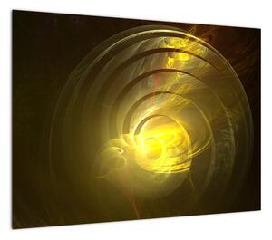 Obraz żółtej abstrakcyjnej spirali (70x50 cm)