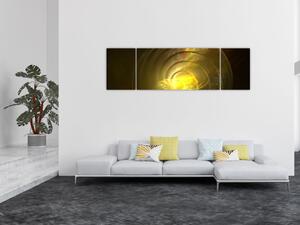 Obraz żółtej abstrakcyjnej spirali (170x50 cm)