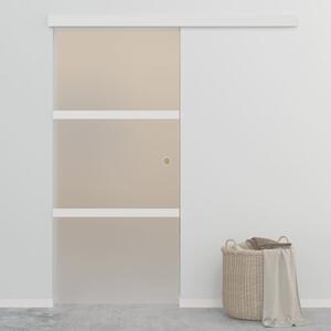 Drzwi przesuwne, szkło ESG i aluminium, 90x205 cm, srebrne
