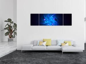 Nowoczesny obraz niebieskiej abstrakcji (170x50 cm)