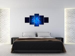 Nowoczesny obraz niebieskiej abstrakcji (125x70 cm)