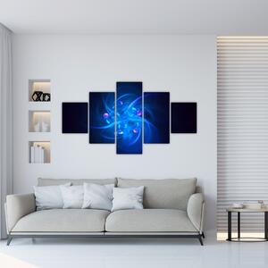 Nowoczesny obraz niebieskiej abstrakcji (125x70 cm)