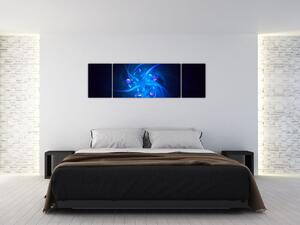 Nowoczesny obraz niebieskiej abstrakcji (170x50 cm)