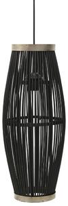 Lampa wisząca, czarna, wiklinowa, 40 W, 23x55 cm, owalna, E27