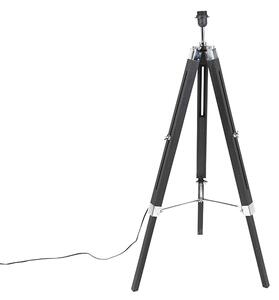Lampa podłogowa Tripod czarna z abażurem 45cm lnianym białym