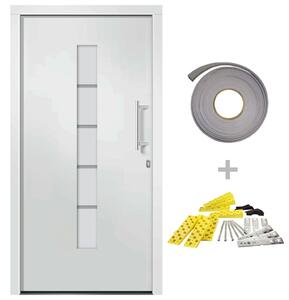 Drzwi zewnętrzne, aluminium i PVC, białe, 110x210 cm