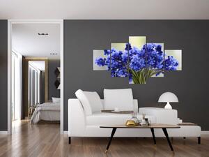 Obraz bukietu niebieskich kwiatów (125x70 cm)