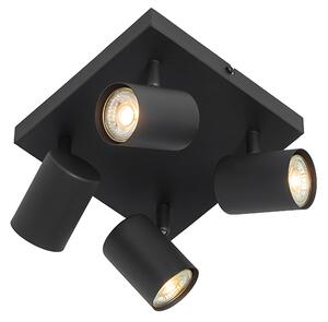 Nowoczesna lampa sufitowa czarna 4-punktowa regulowana kwadratowa - Jeana