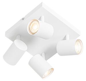 Nowoczesna lampa sufitowa biała 4-punktowa regulowana kwadratowa - Jeana