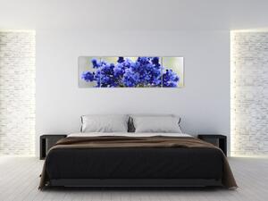 Obraz bukietu niebieskich kwiatów (170x50 cm)