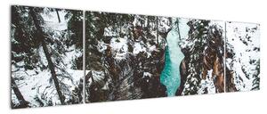Obraz - górska rzeka zimą (170x50 cm)