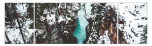 Obraz - górska rzeka zimą (170x50 cm)