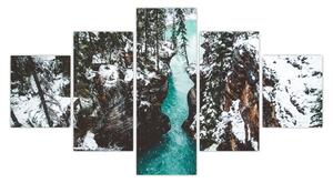 Obraz - górska rzeka zimą (125x70 cm)