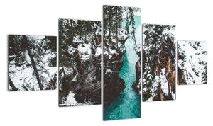 Obraz - górska rzeka zimą (125x70 cm)