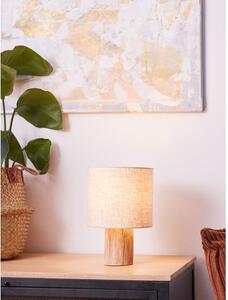 Lampa stołowa z drewna i lnu w stylu scandi Pia