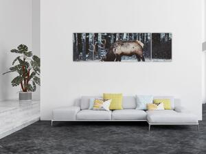 Obraz - jeleń zimą (170x50 cm)