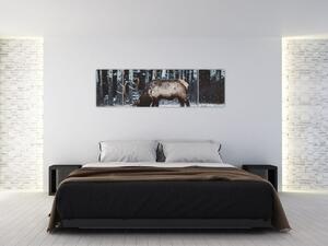 Obraz - jeleń zimą (170x50 cm)