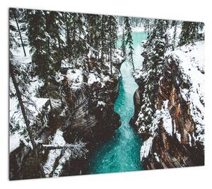 Obraz - górska rzeka zimą (70x50 cm)