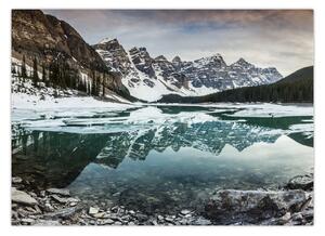 Obraz - jezioro zimą (70x50 cm)