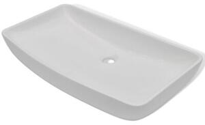 Umywalka z baterią mieszającą, ceramiczna, prostokątna, biała