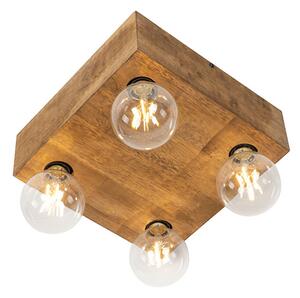 Rustykalna lampa sufitowa z drewna vintage 4-światłowa - Bloc